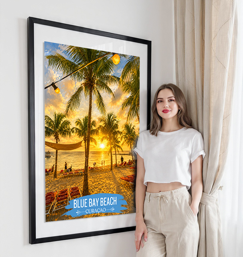 Blue Bay - Curaçao -  Travel Wall Art Deco Poster Print