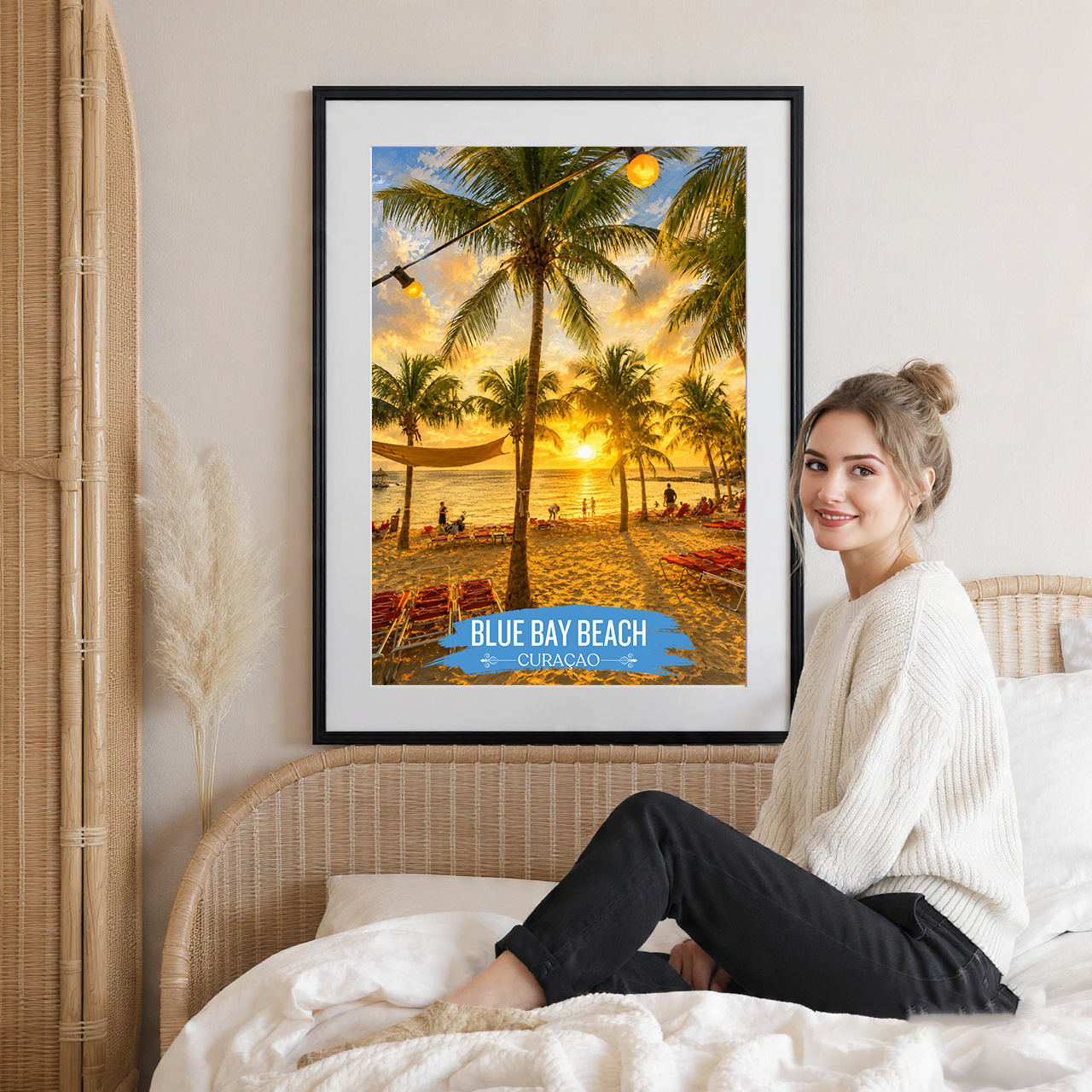 Blue Bay - Curaçao -  Travel Wall Art Deco Poster Print