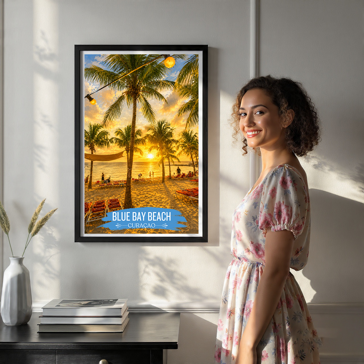 Blue Bay - Curaçao -  Travel Wall Art Deco Poster Print