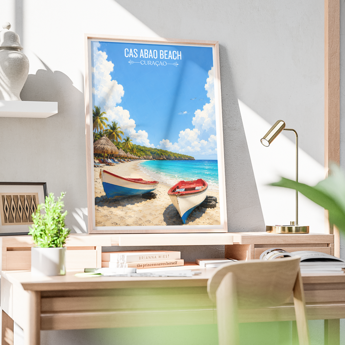 Cas Abao Beach - Curaçao -  Travel Wall Art Deco Poster Print