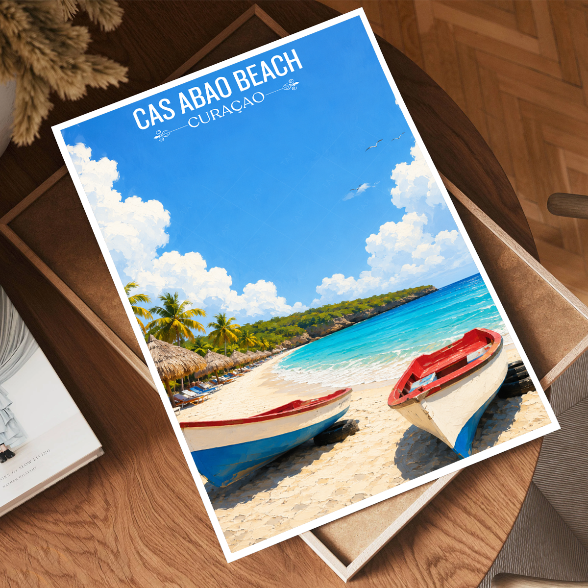 Cas Abao Beach - Curaçao -  Travel Wall Art Deco Poster Print