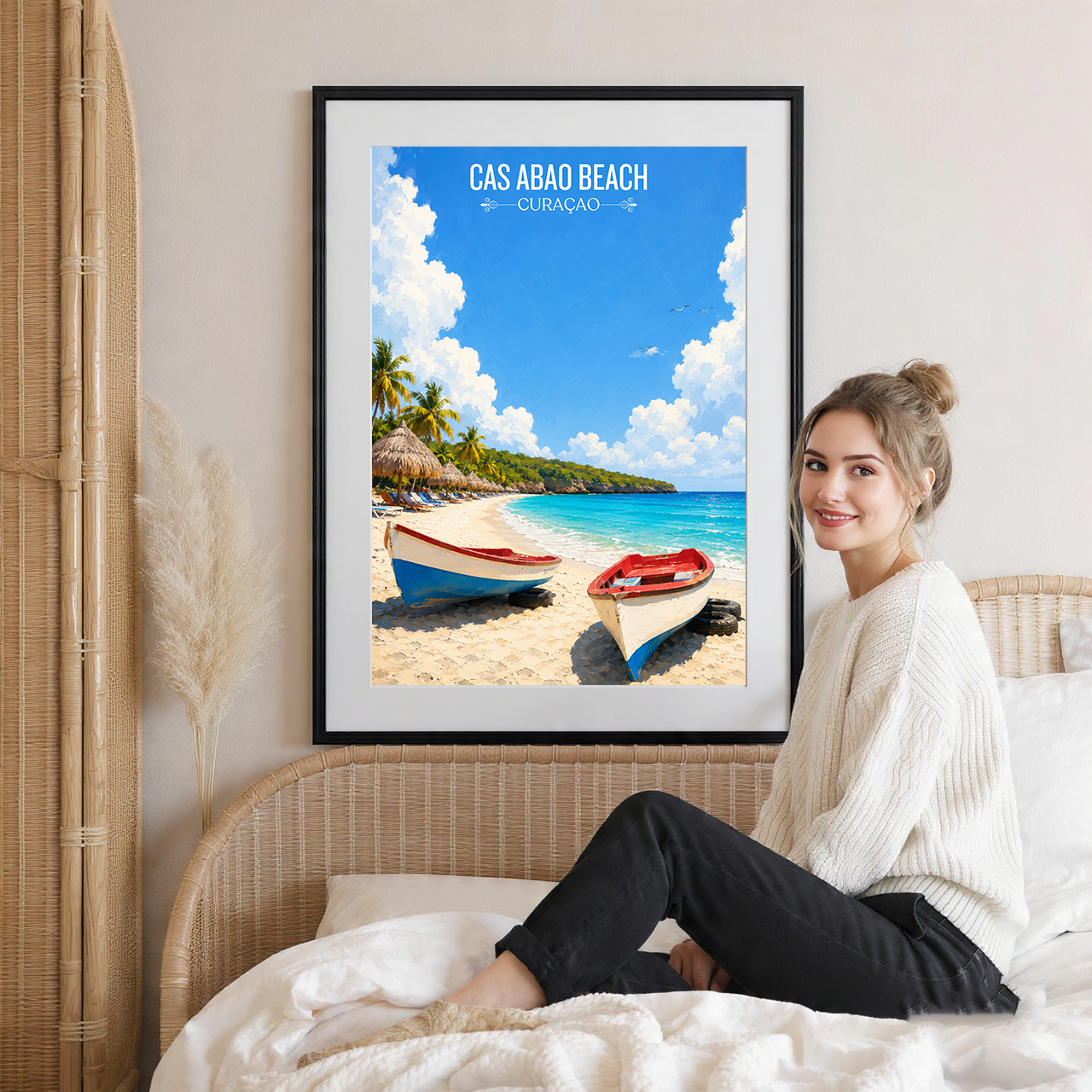 Cas Abao Beach - Curaçao -  Travel Wall Art Deco Poster Print