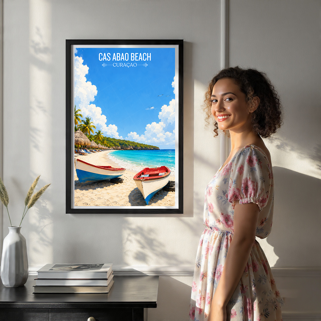 Cas Abao Beach - Curaçao -  Travel Wall Art Deco Poster Print