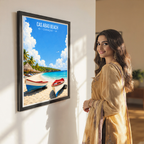Cas Abao Beach - Curaçao -  Travel Wall Art Deco Poster Print