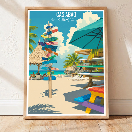 Cas Abao - Curaçao -  Travel Wall Art Deco Poster Print