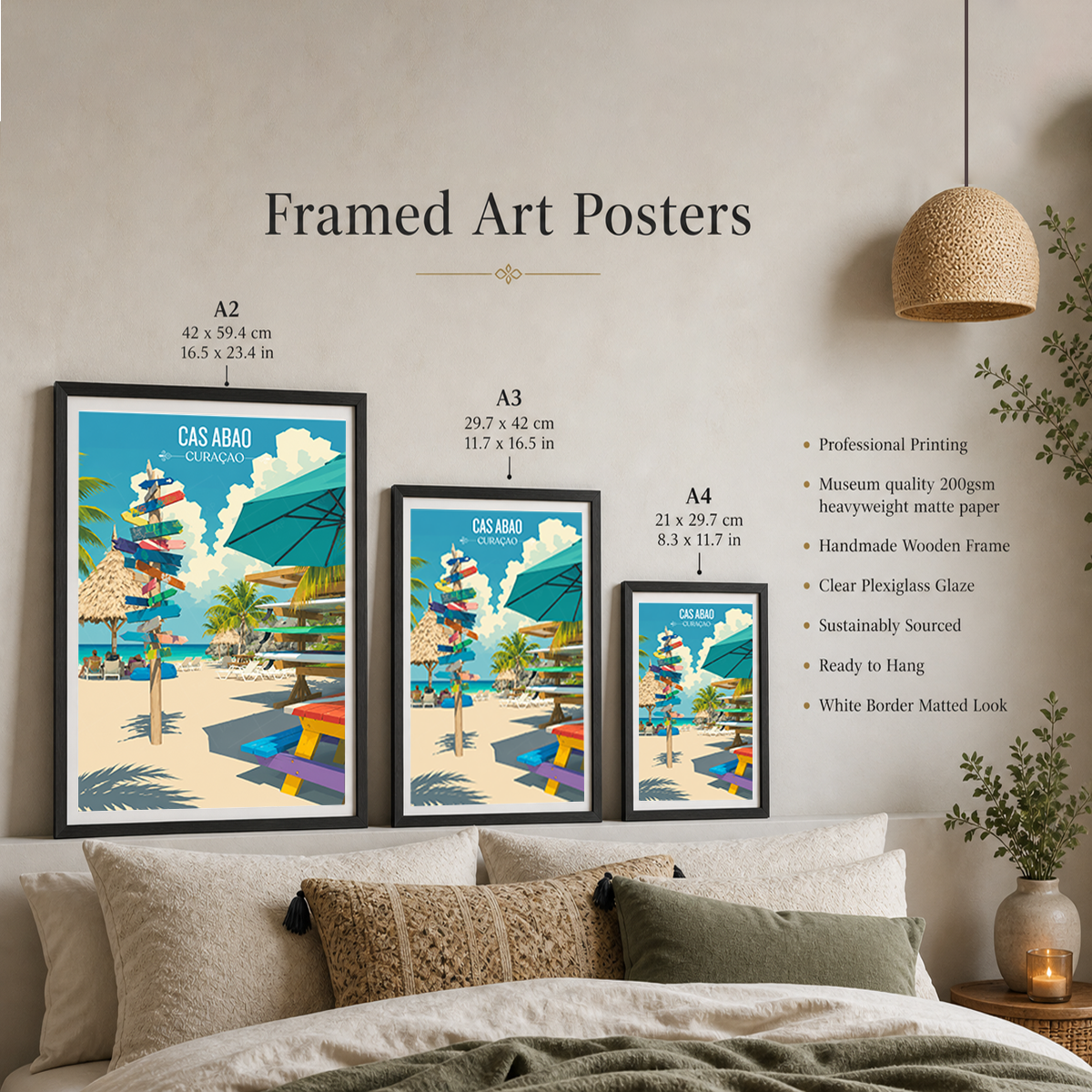 Cas Abao - Curaçao -  Travel Wall Art Deco Poster Print