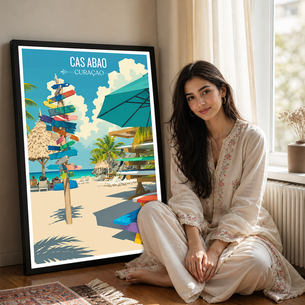 Cas Abao - Curaçao -  Travel Wall Art Deco Poster Print