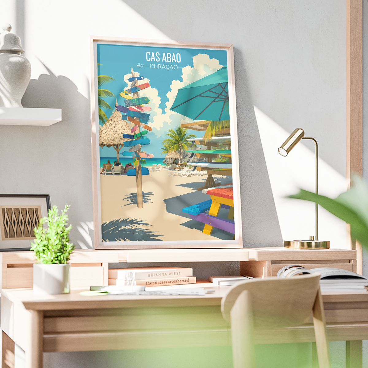 Cas Abao - Curaçao -  Travel Wall Art Deco Poster Print
