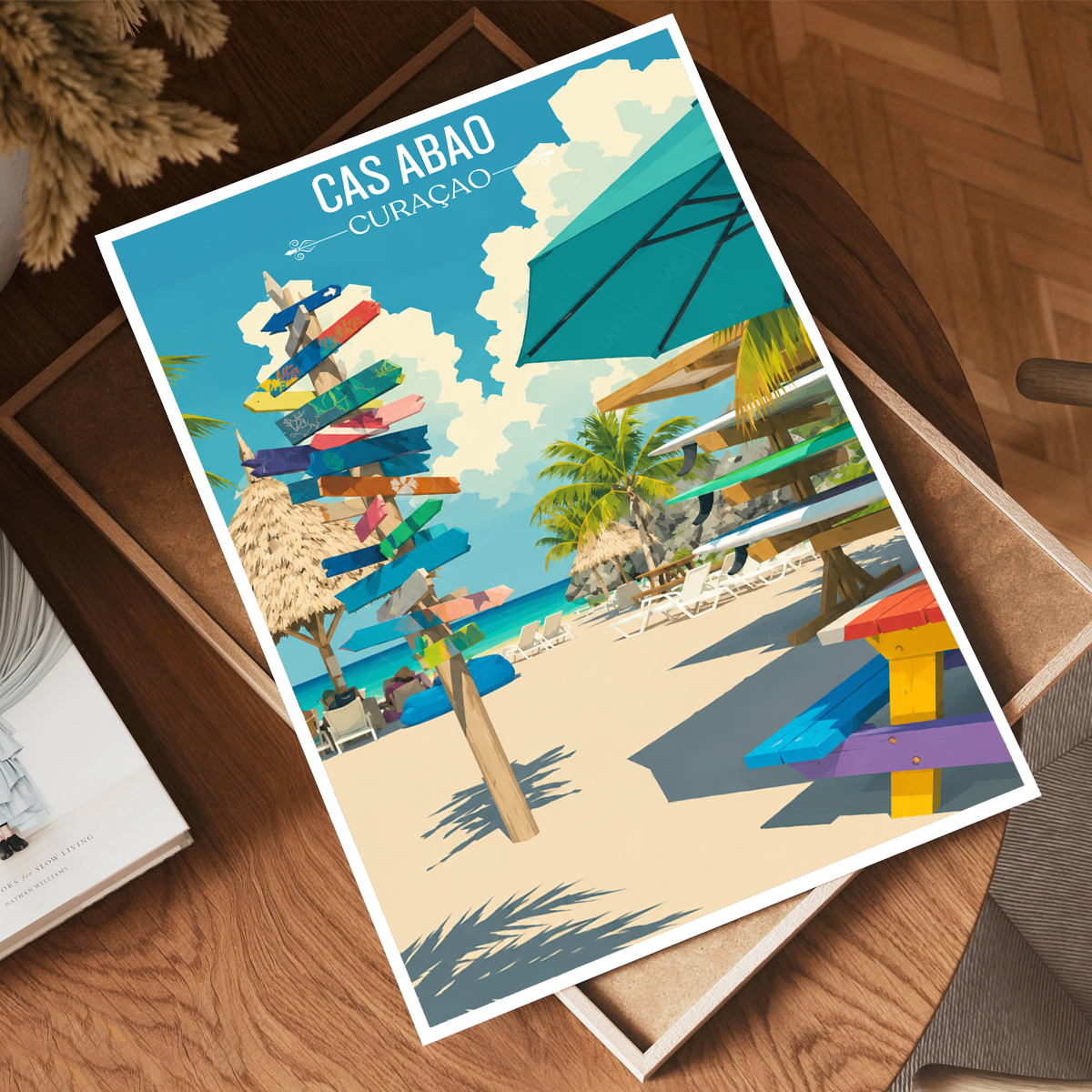 Cas Abao - Curaçao -  Travel Wall Art Deco Poster Print