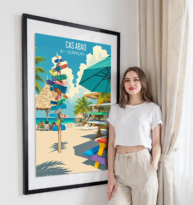 Cas Abao - Curaçao -  Travel Wall Art Deco Poster Print