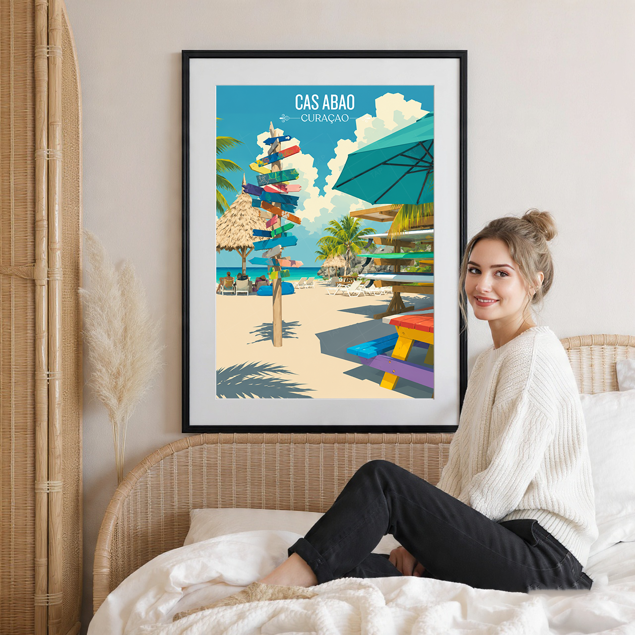 Cas Abao - Curaçao -  Travel Wall Art Deco Poster Print