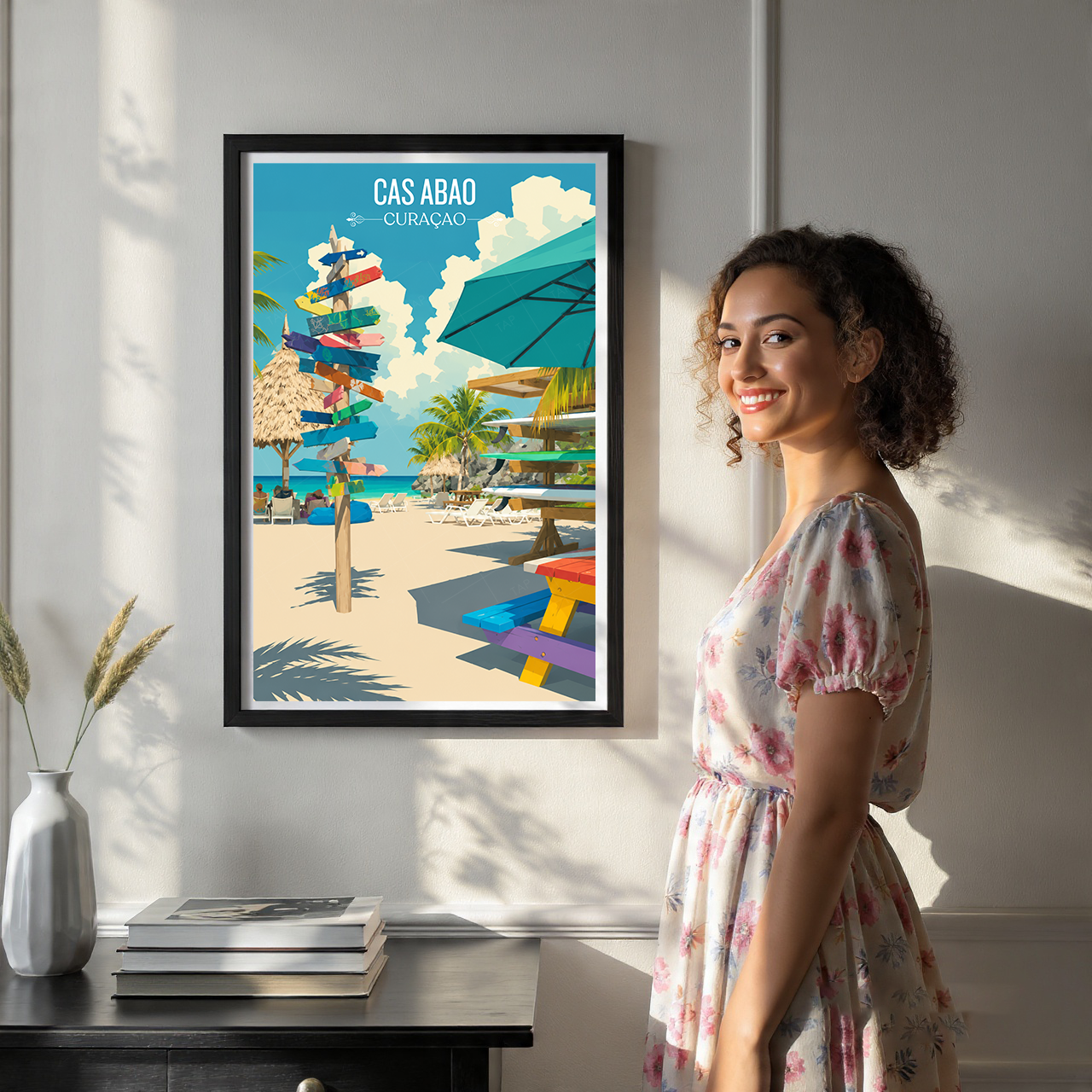 Cas Abao - Curaçao -  Travel Wall Art Deco Poster Print