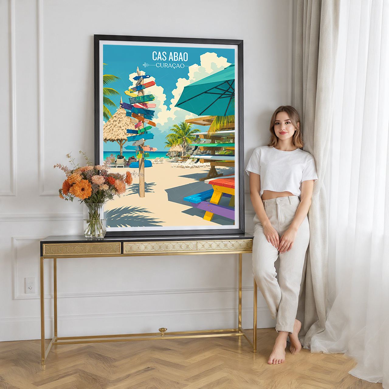 Cas Abao - Curaçao -  Travel Wall Art Deco Poster Print