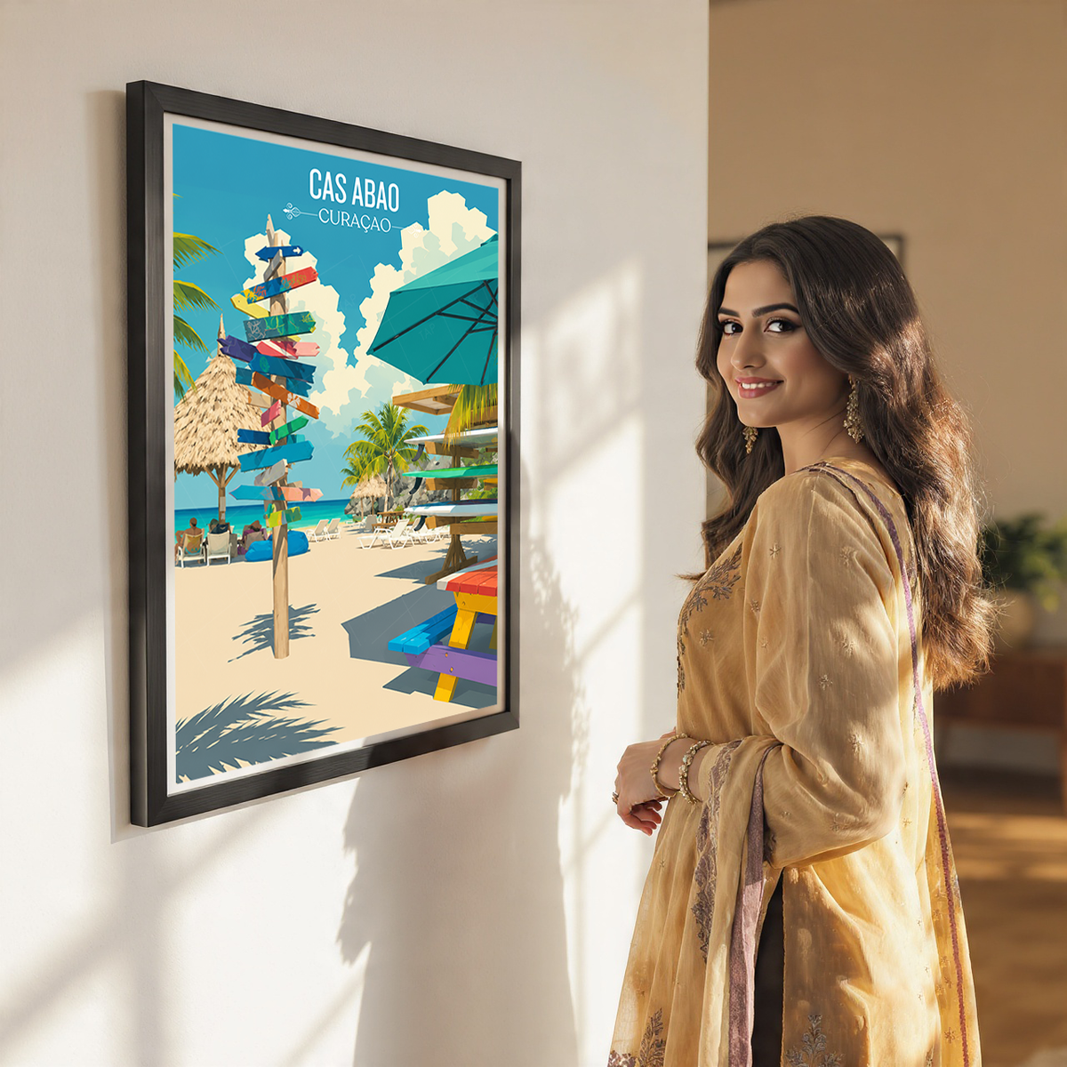 Cas Abao - Curaçao -  Travel Wall Art Deco Poster Print