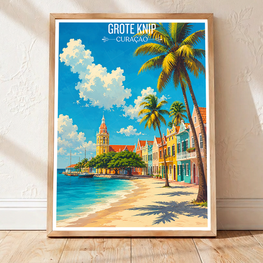 Grote Knip - Curaçao -  Travel Wall Art Deco Poster Print