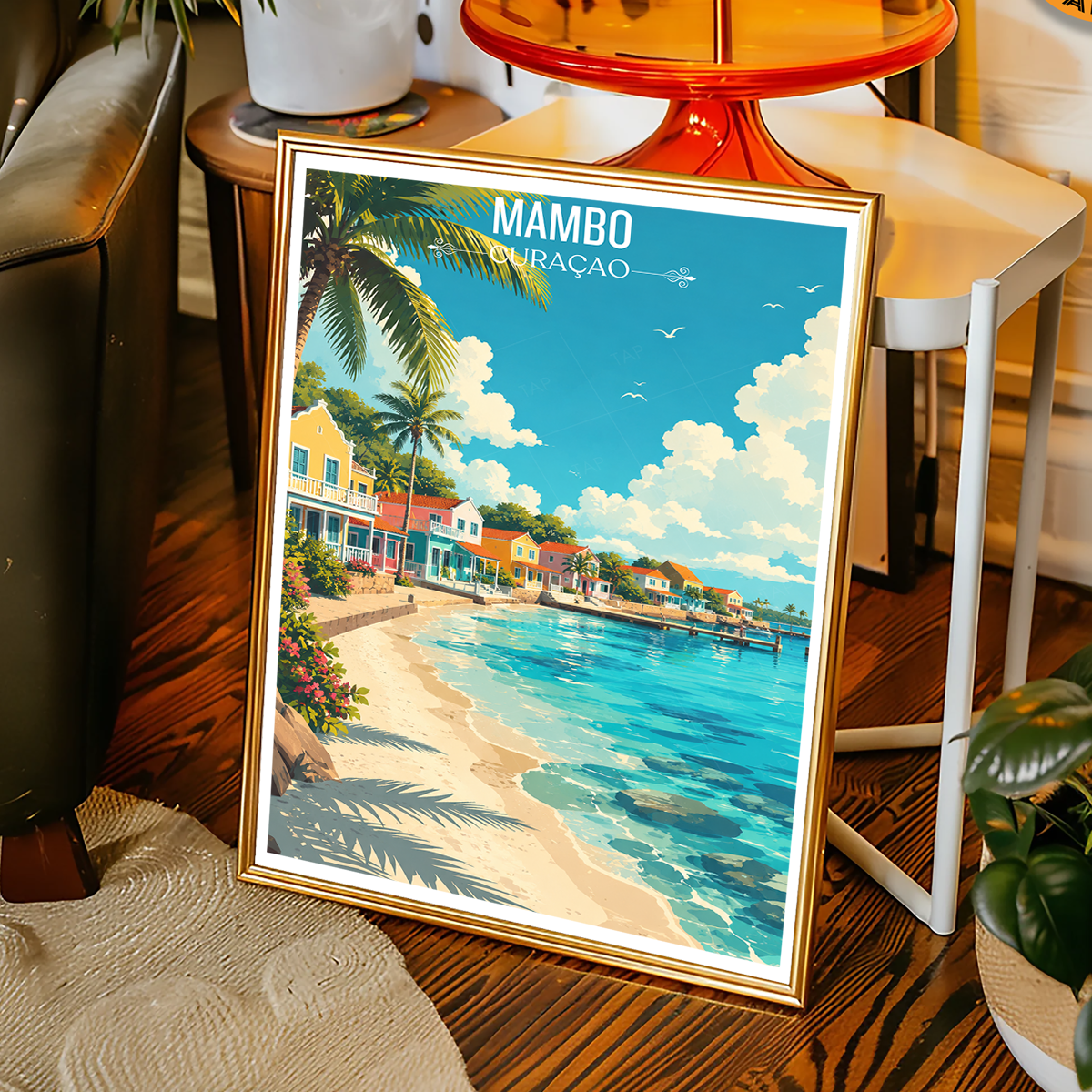 Mambo - Curaçao -  Travel Wall Art Deco Poster Print