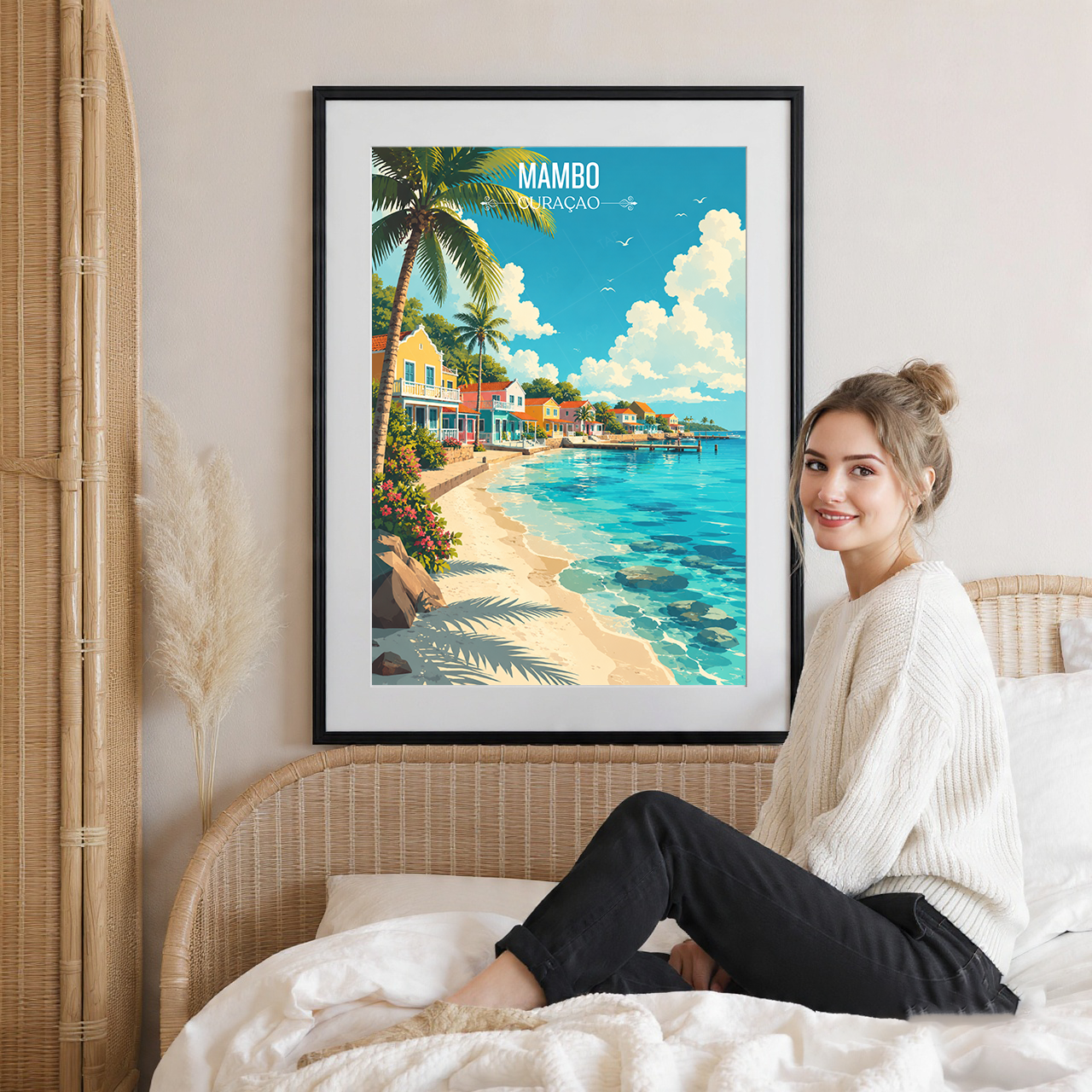 Mambo - Curaçao -  Travel Wall Art Deco Poster Print