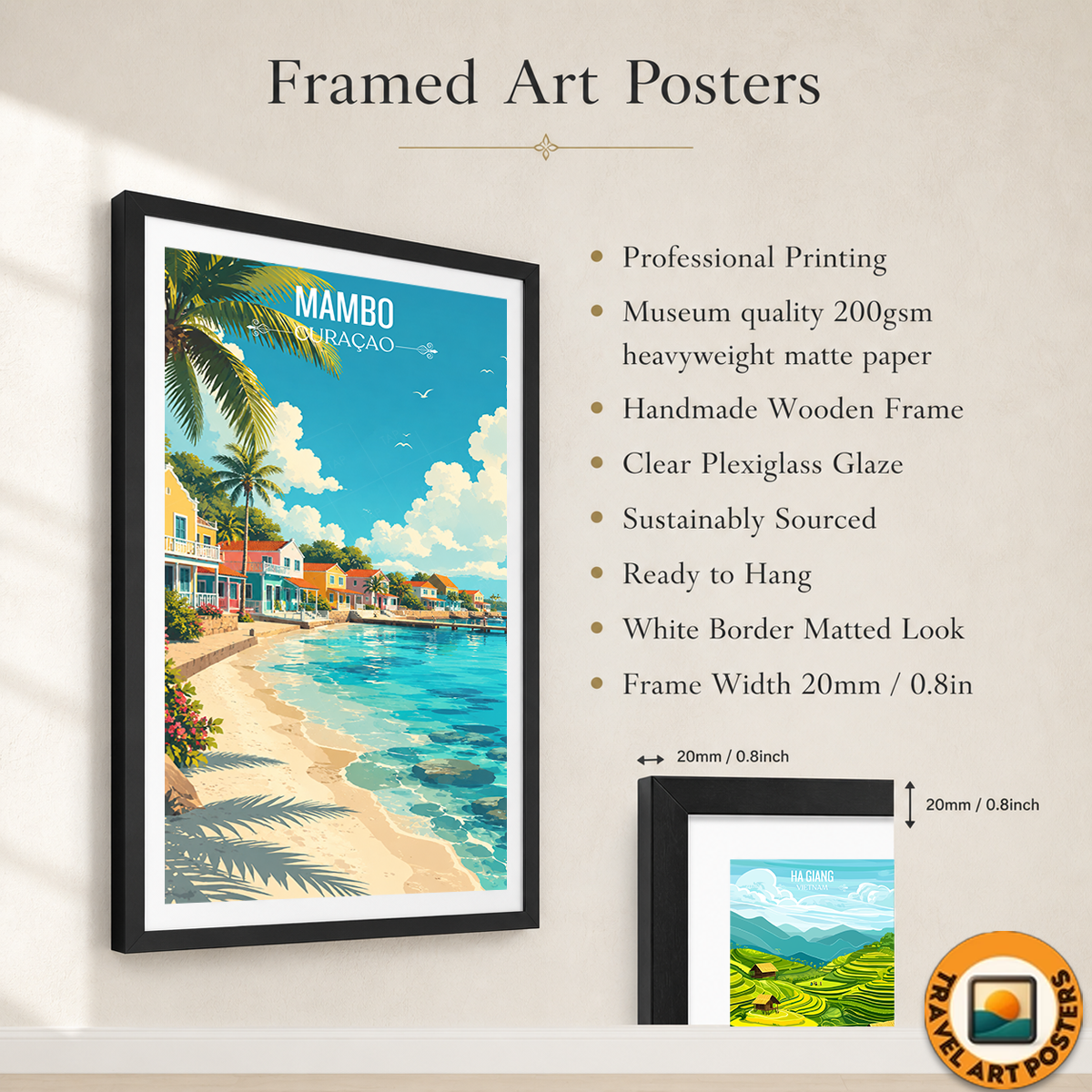 Mambo - Curaçao -  Travel Wall Art Deco Poster Print