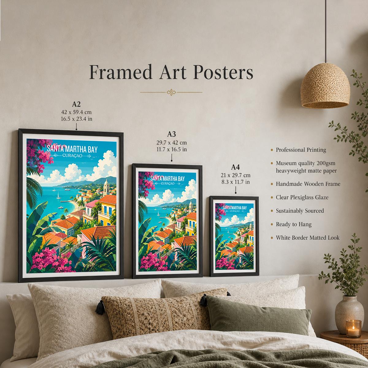 Santa Martha Bay - Curaçao -  Travel Wall Art Deco Poster Print