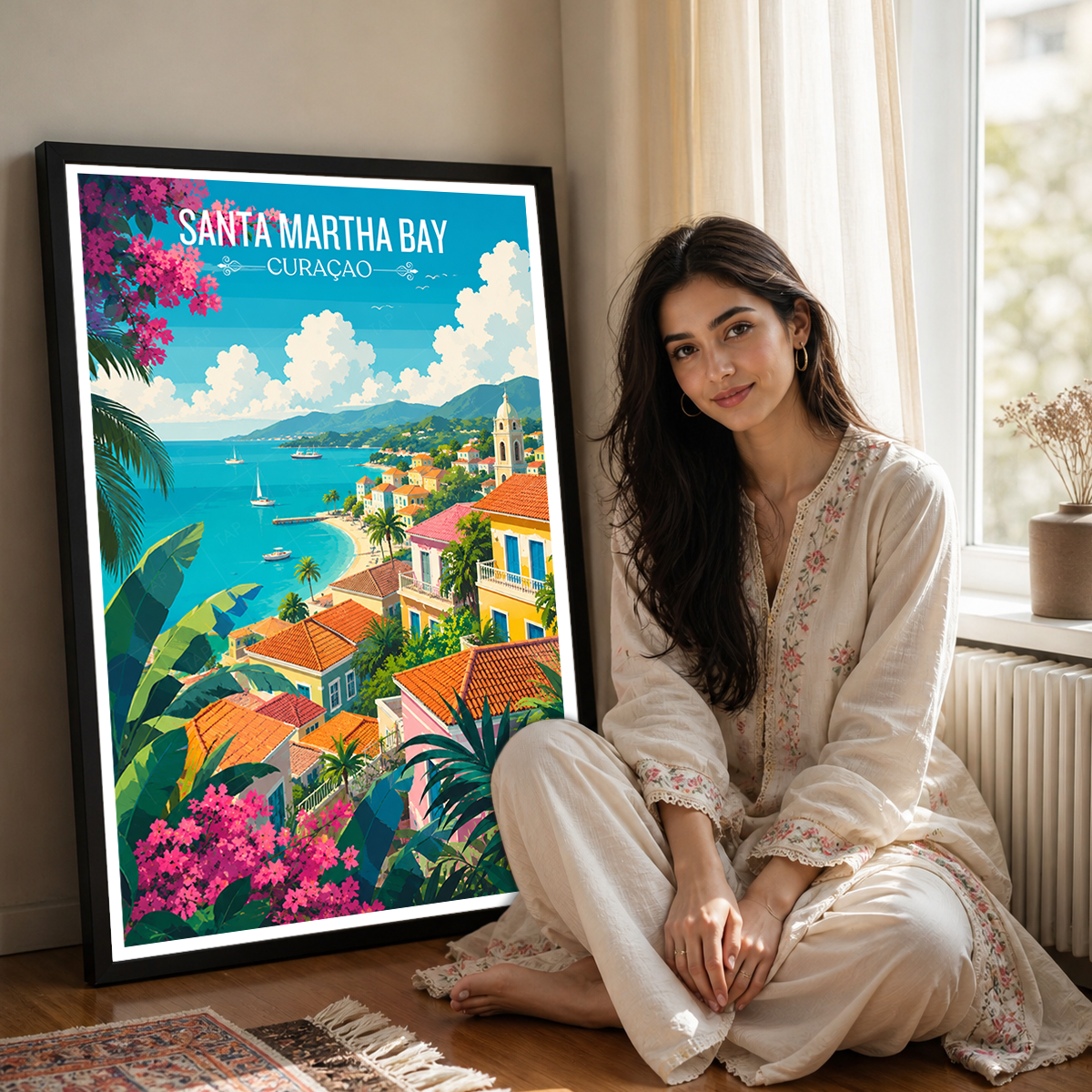 Santa Martha Bay - Curaçao -  Travel Wall Art Deco Poster Print