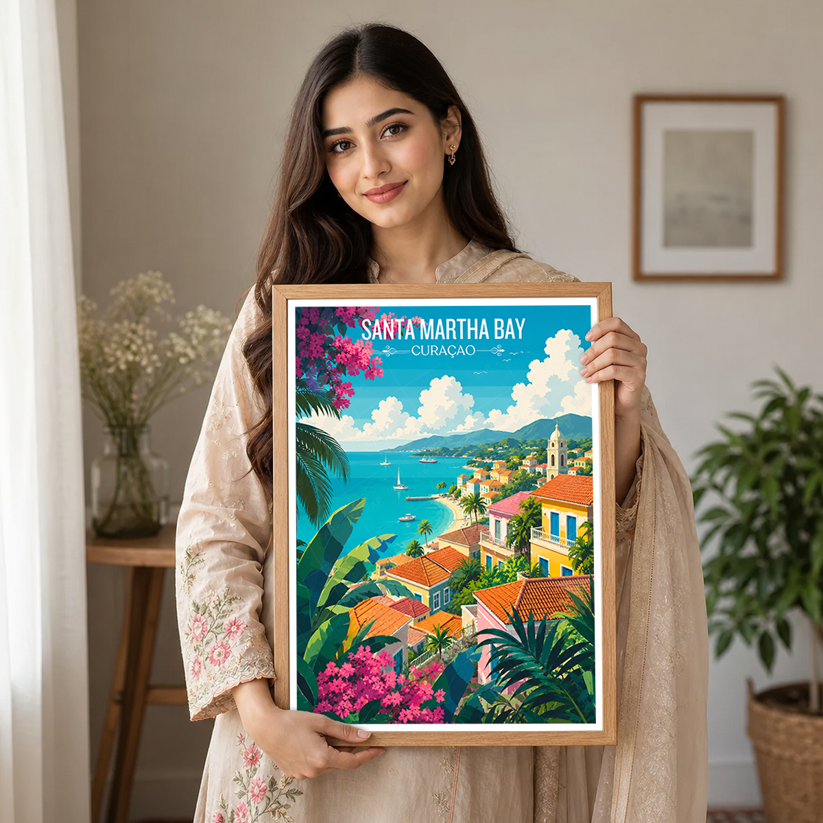 Santa Martha Bay - Curaçao -  Travel Wall Art Deco Poster Print