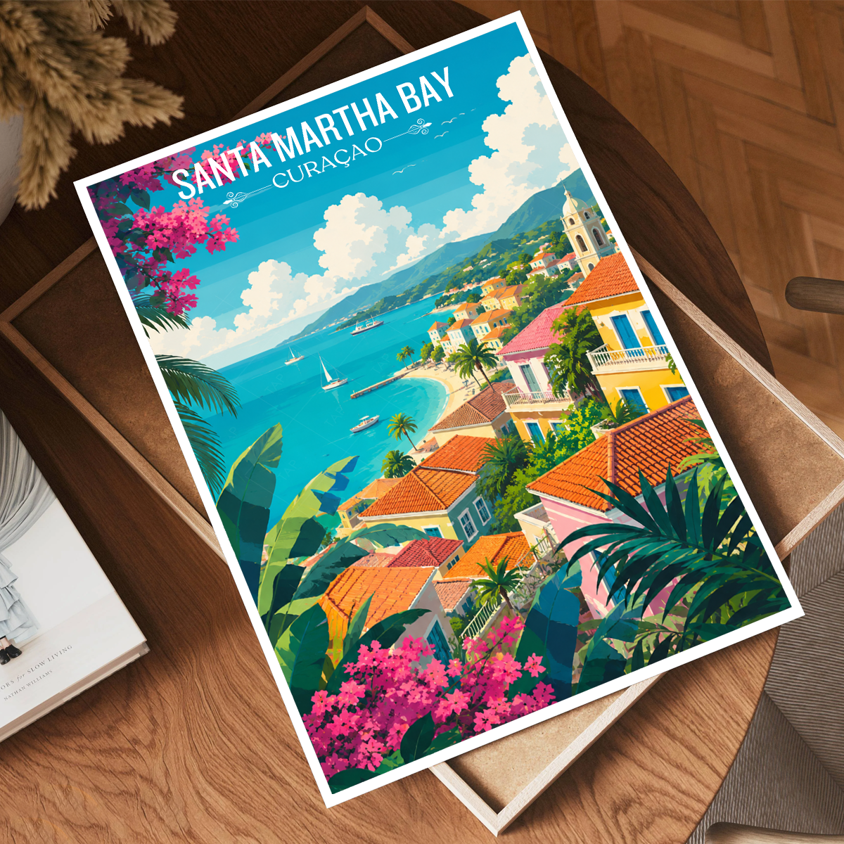 Santa Martha Bay - Curaçao -  Travel Wall Art Deco Poster Print