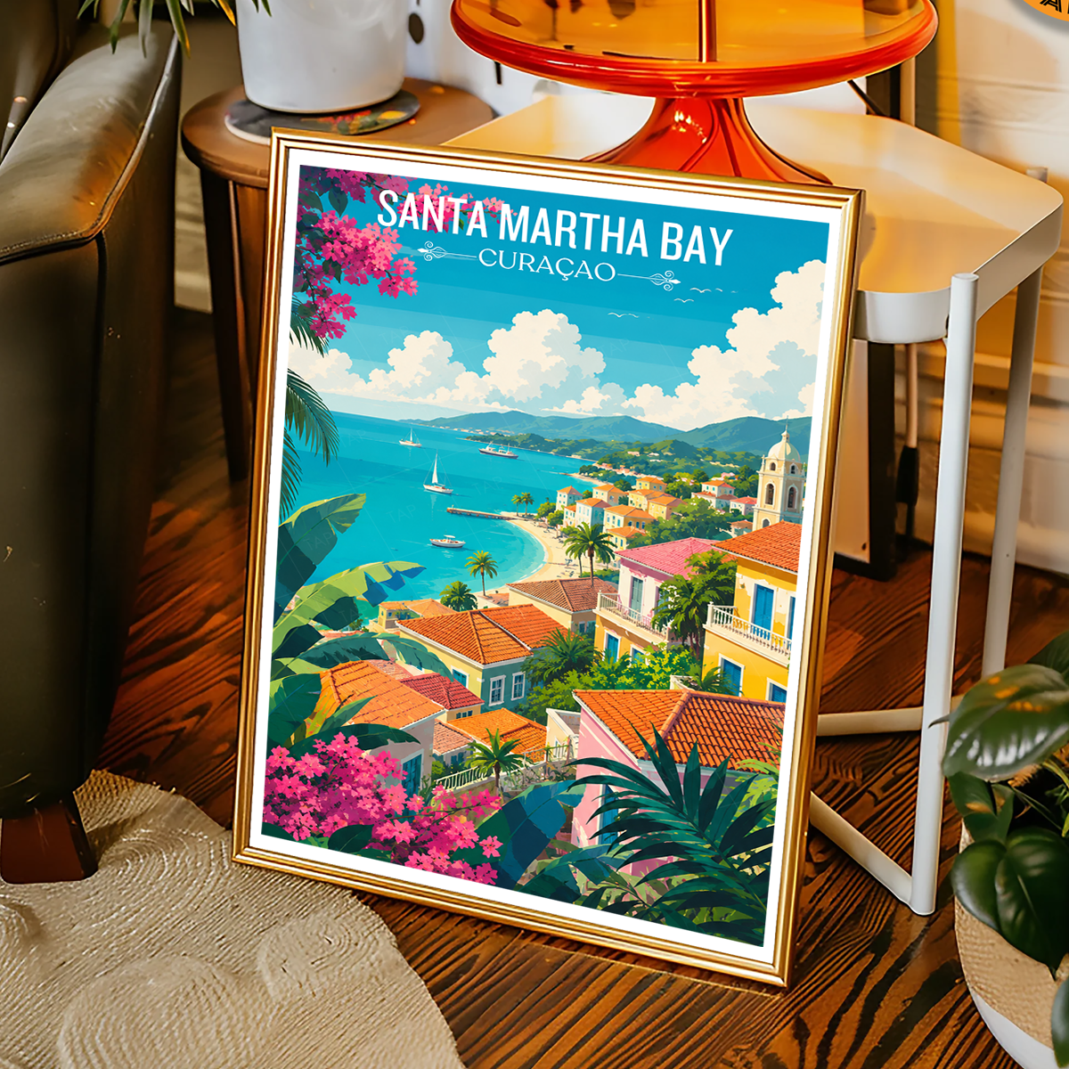Santa Martha Bay - Curaçao -  Travel Wall Art Deco Poster Print