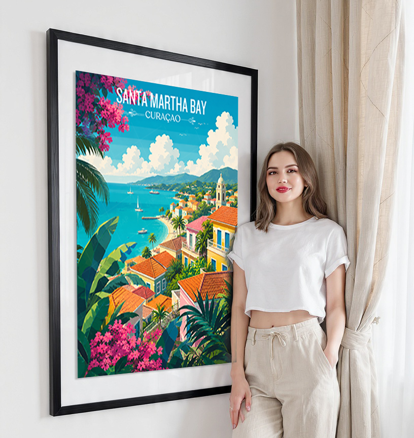 Santa Martha Bay - Curaçao -  Travel Wall Art Deco Poster Print