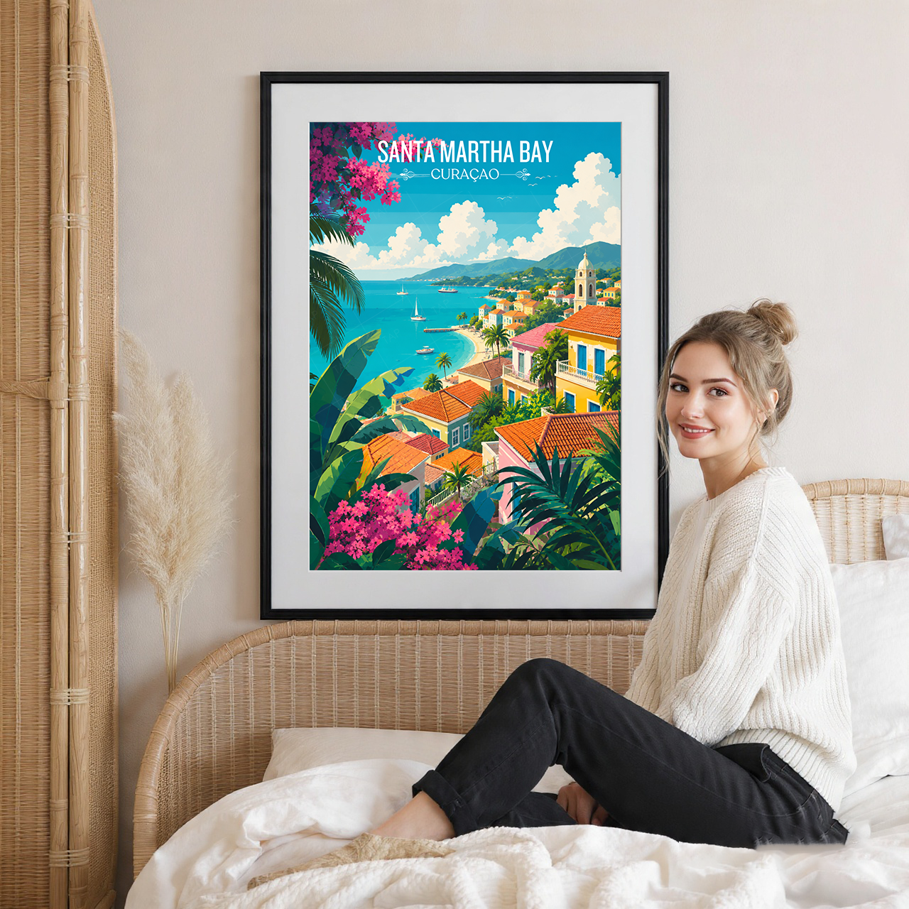 Santa Martha Bay - Curaçao -  Travel Wall Art Deco Poster Print
