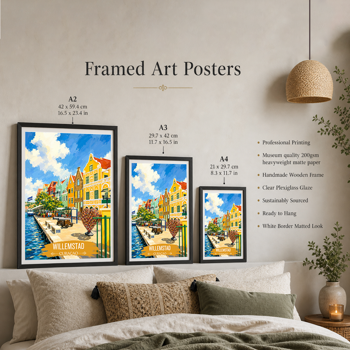 Willemstad - Curaçao -  Travel Wall Art Deco Poster Print