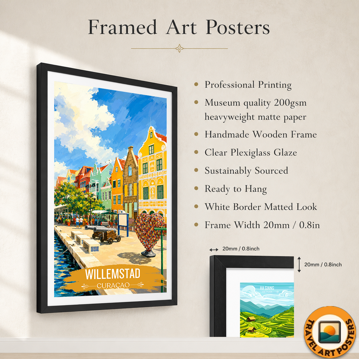 Willemstad - Curaçao -  Travel Wall Art Deco Poster Print