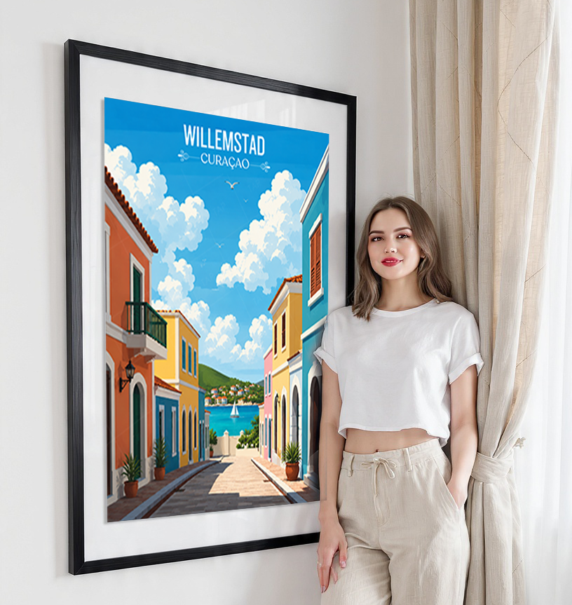 Willemstad - Curaçao -  Travel Wall Art Deco Poster Print