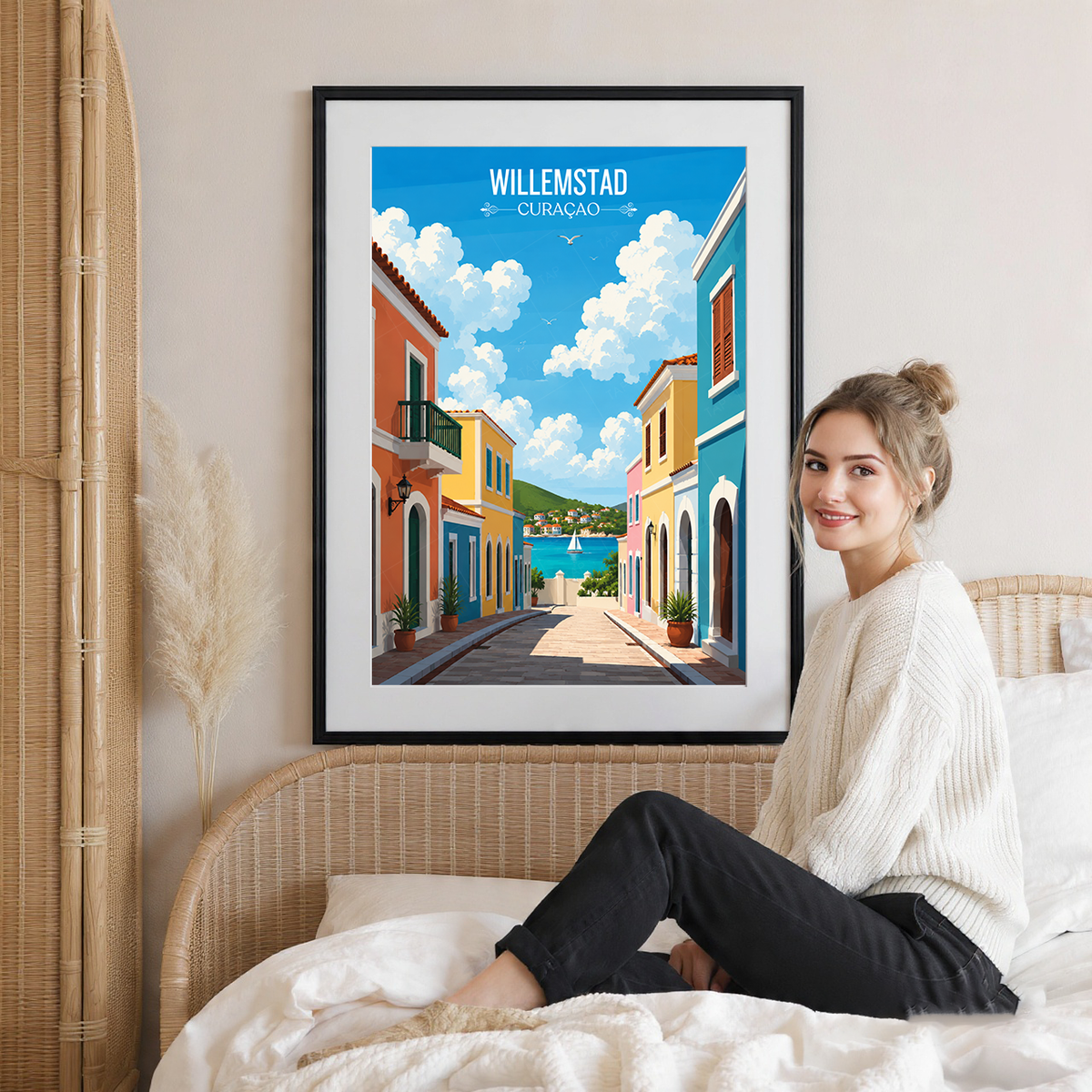 Willemstad - Curaçao -  Travel Wall Art Deco Poster Print