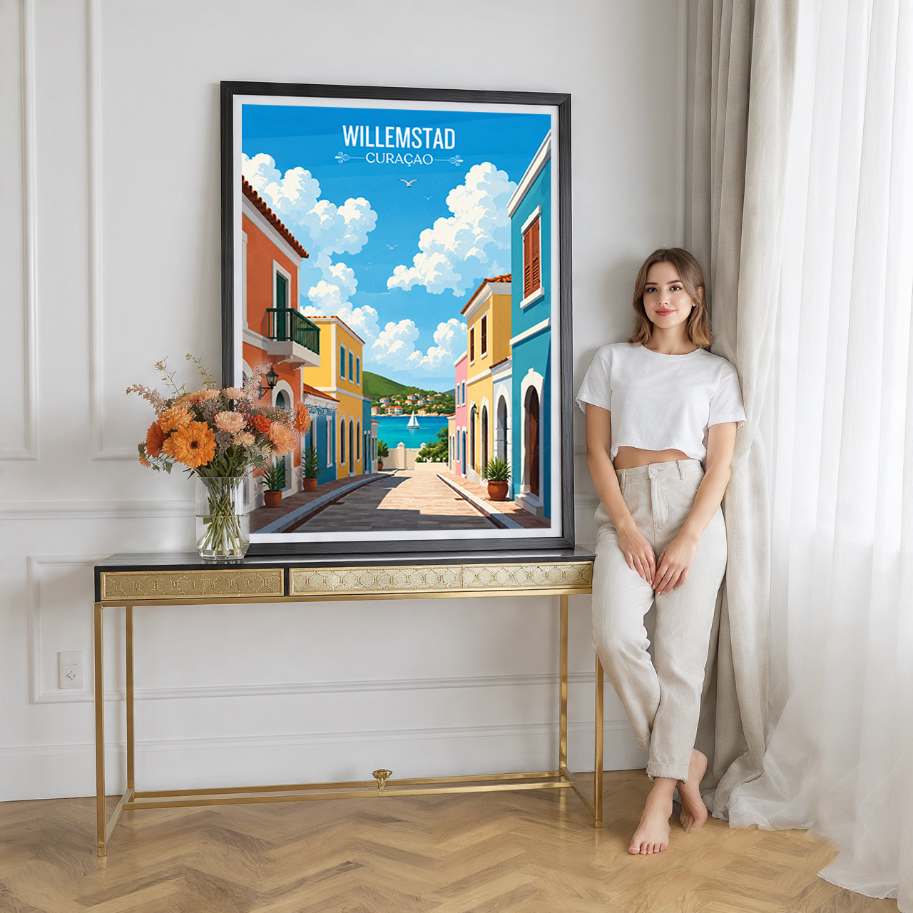 Willemstad - Curaçao -  Travel Wall Art Deco Poster Print