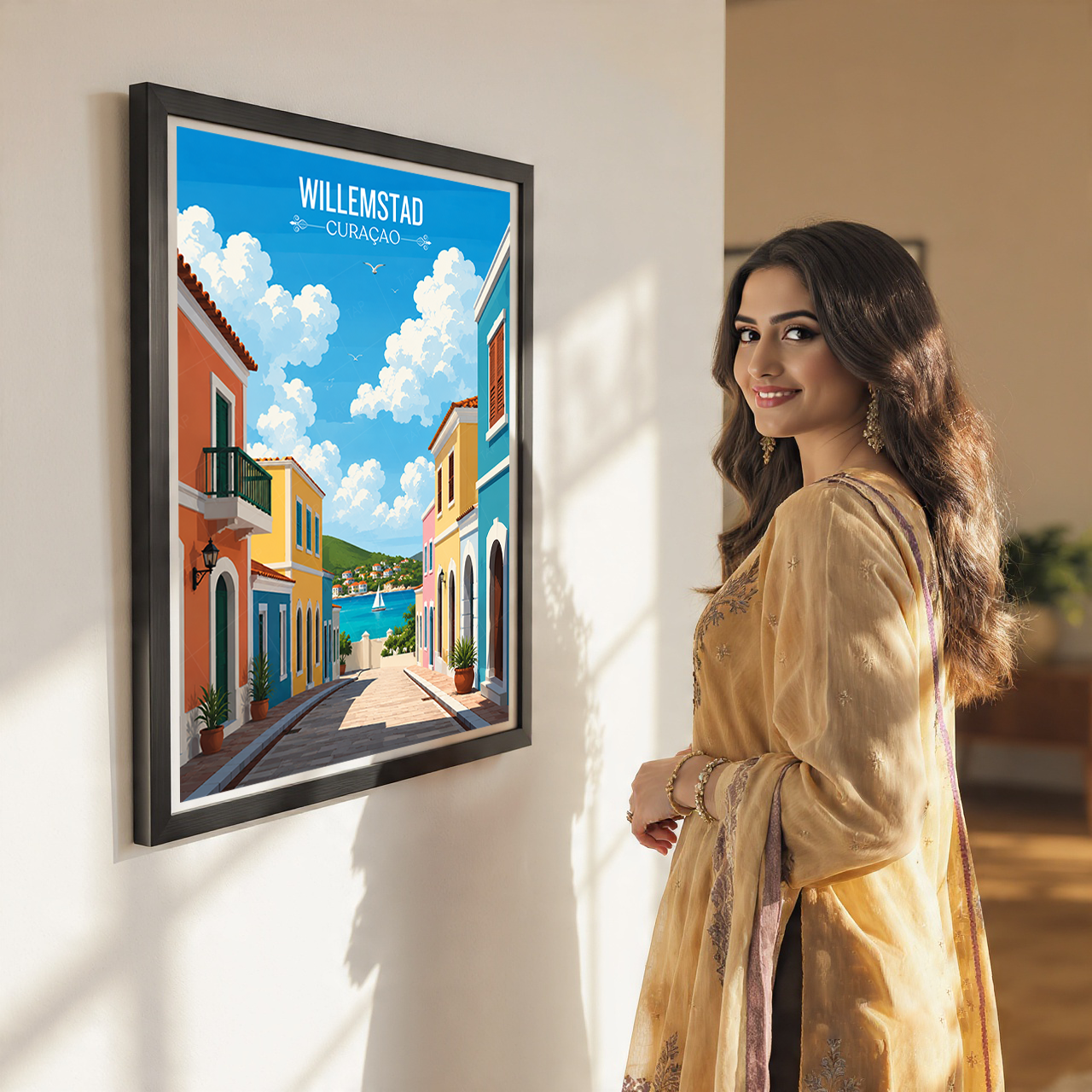 Willemstad - Curaçao -  Travel Wall Art Deco Poster Print