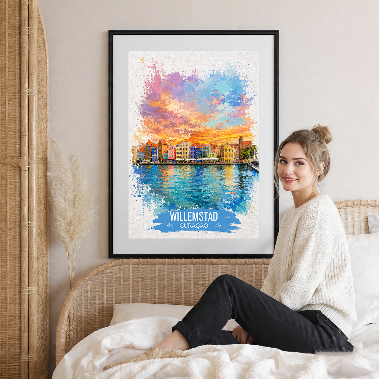 Willemstad - Curaçao -  Travel Wall Art Deco Poster Print