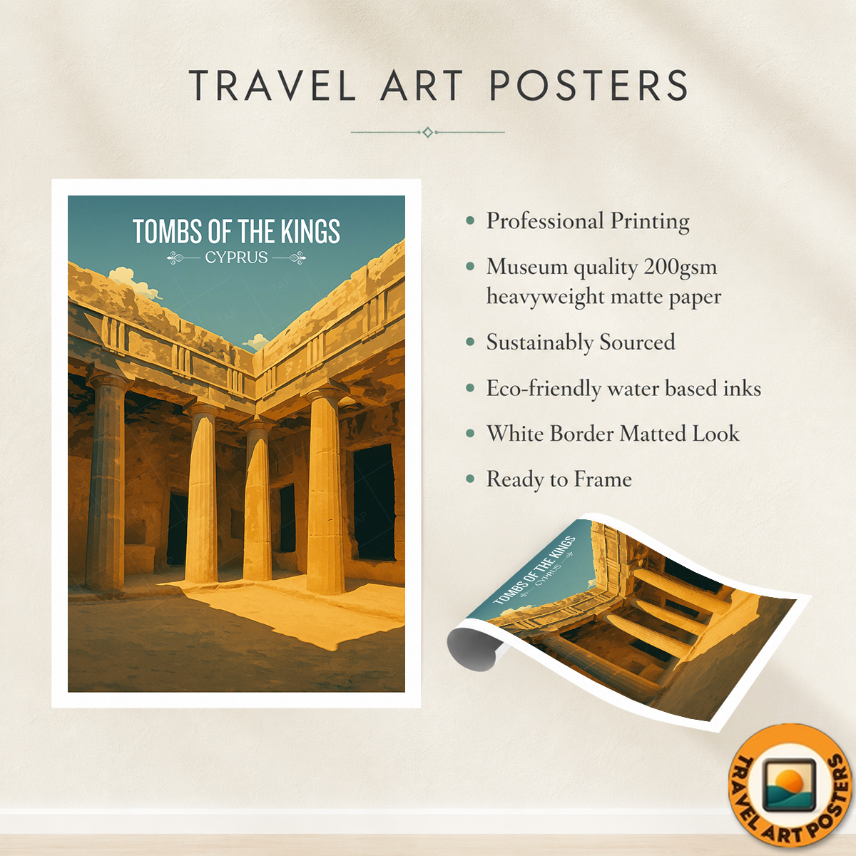 Tombs of Kings - Cyprus - Travel Wall Art Print - Art Print - Travel Art Poster