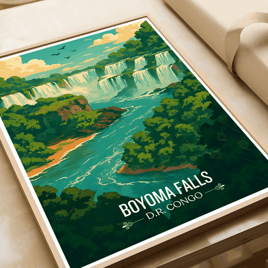 Boyoma Falls travel poster – artwork presentation view 2
