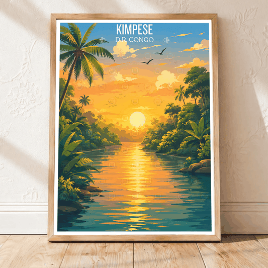 Kimpese travel poster – artwork presentation view 1