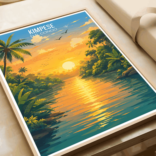 Kimpese travel poster – artwork presentation view 2