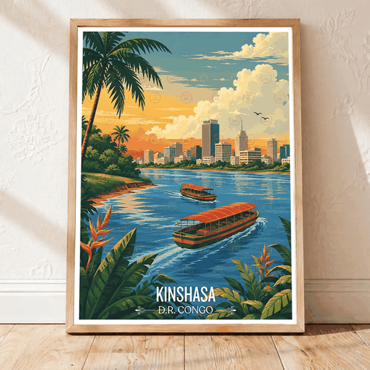 Kinshasa travel poster – artwork presentation view 1