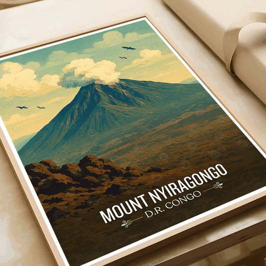 Mount Nyirangongo travel poster – artwork presentation view 2