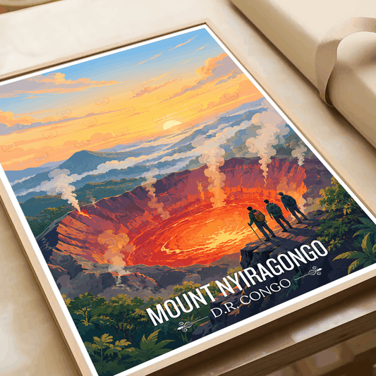 Mount Nyirangongo travel poster – artwork presentation view 2