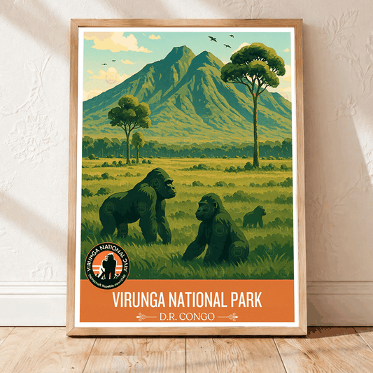 Virunga National Park travel poster – artwork presentation view 1
