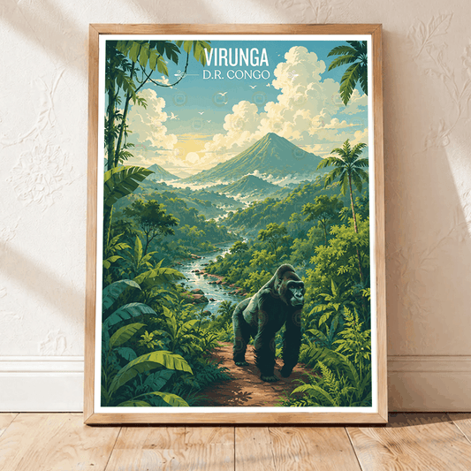 Virunga travel poster – artwork presentation view 1