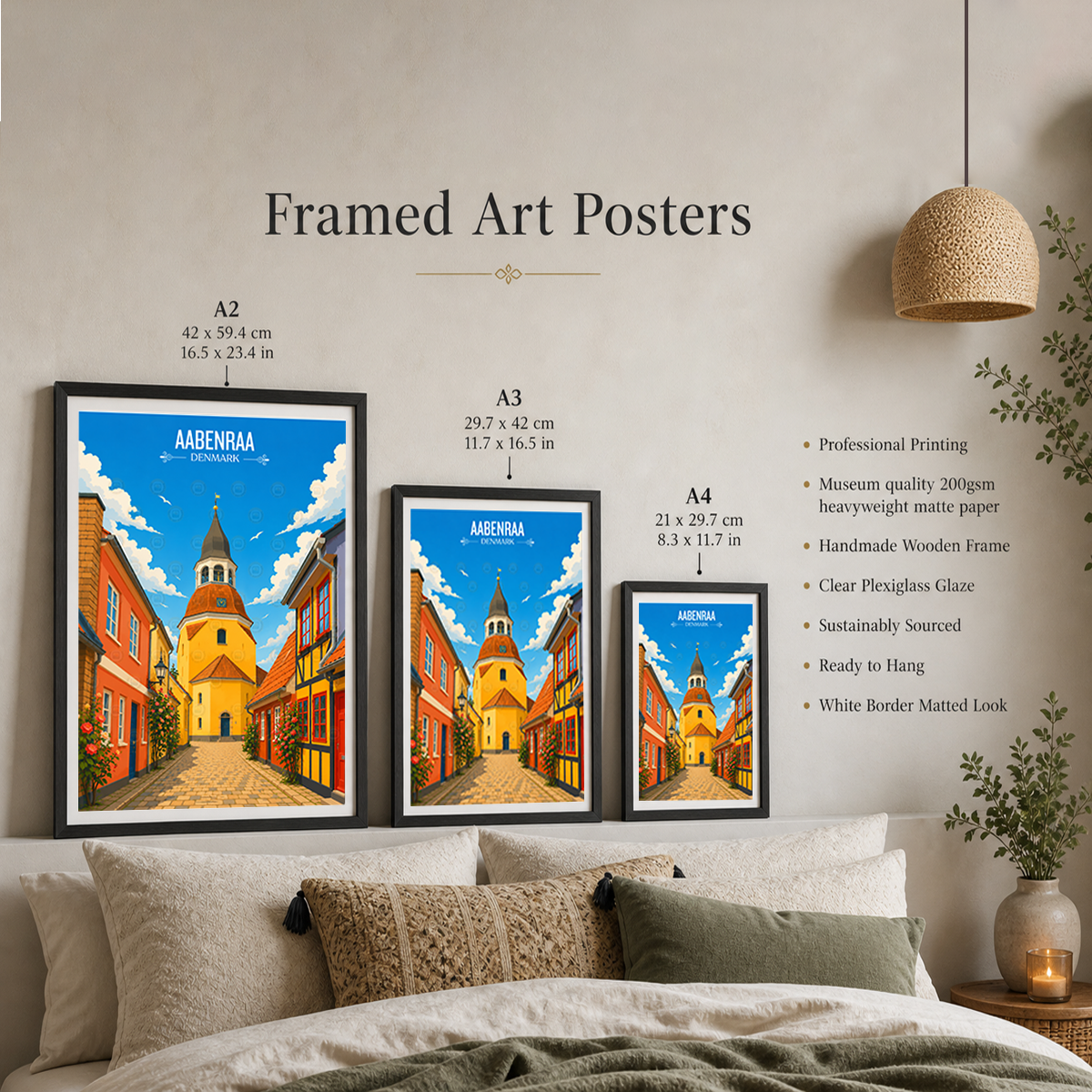 Aabenraa - Denmark - Travel Poster Vintage Style Wall Art Print