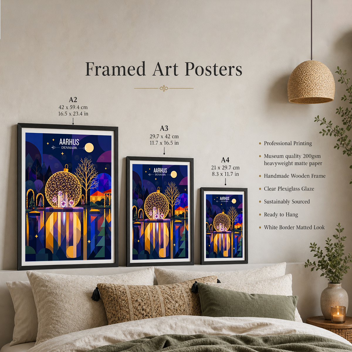Aarhus - Denmark - Travel Poster Vintage Style Wall Art Print