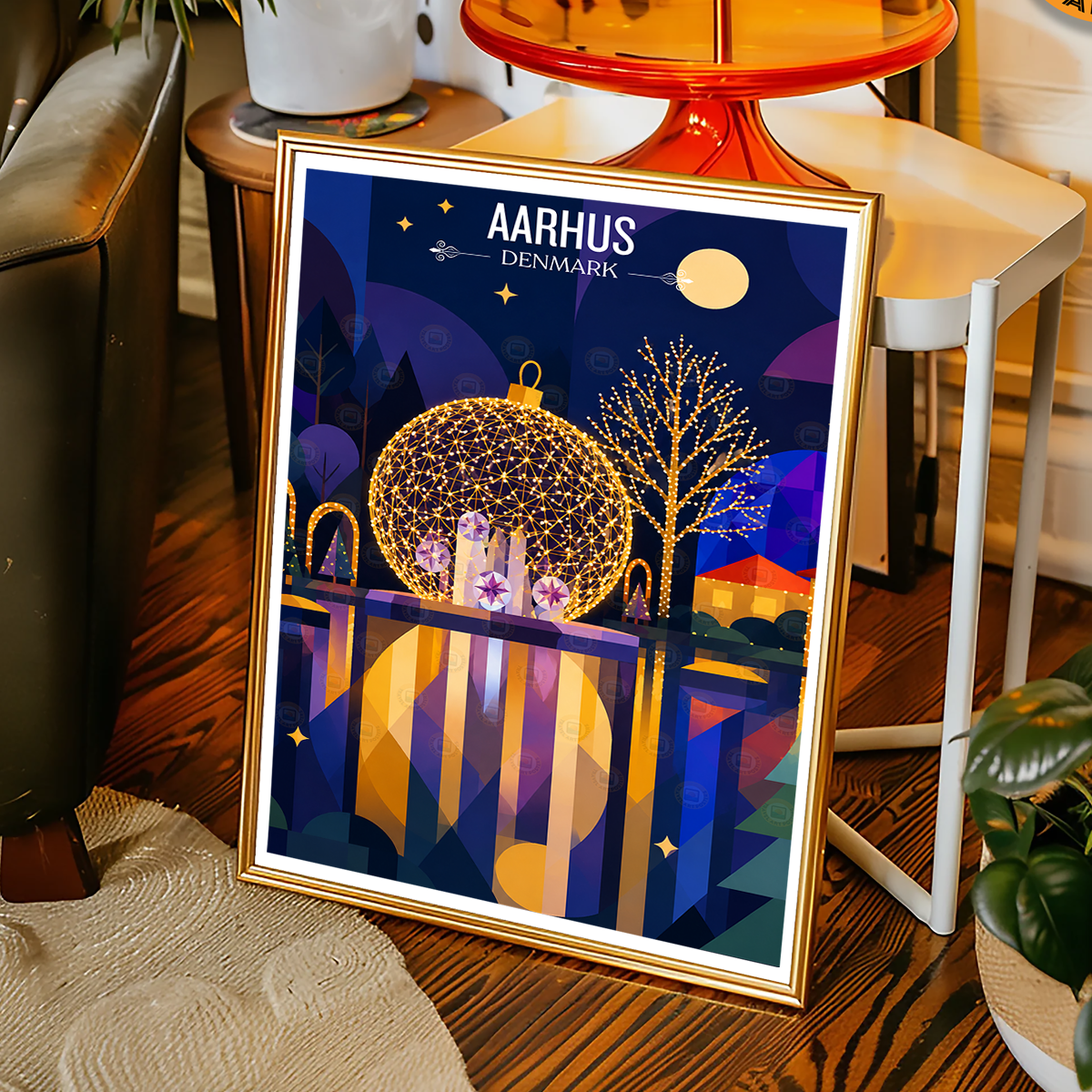 Aarhus - Denmark - Travel Poster Vintage Style Wall Art Print