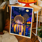 Aarhus - Denmark - Travel Poster Vintage Style Wall Art Print