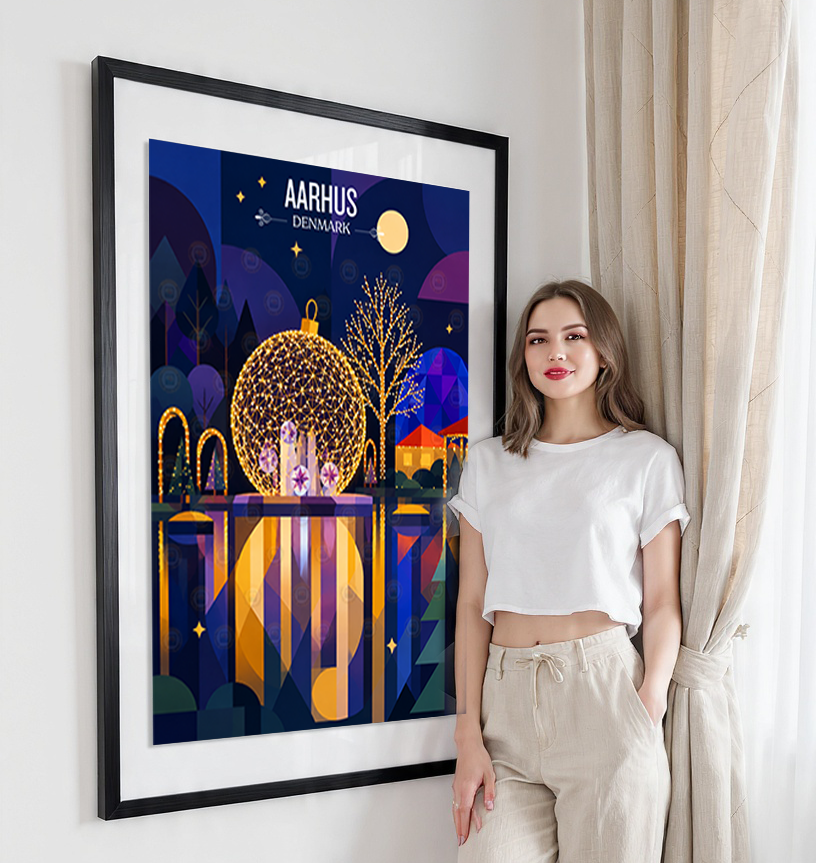 Aarhus - Denmark - Travel Poster Vintage Style Wall Art Print